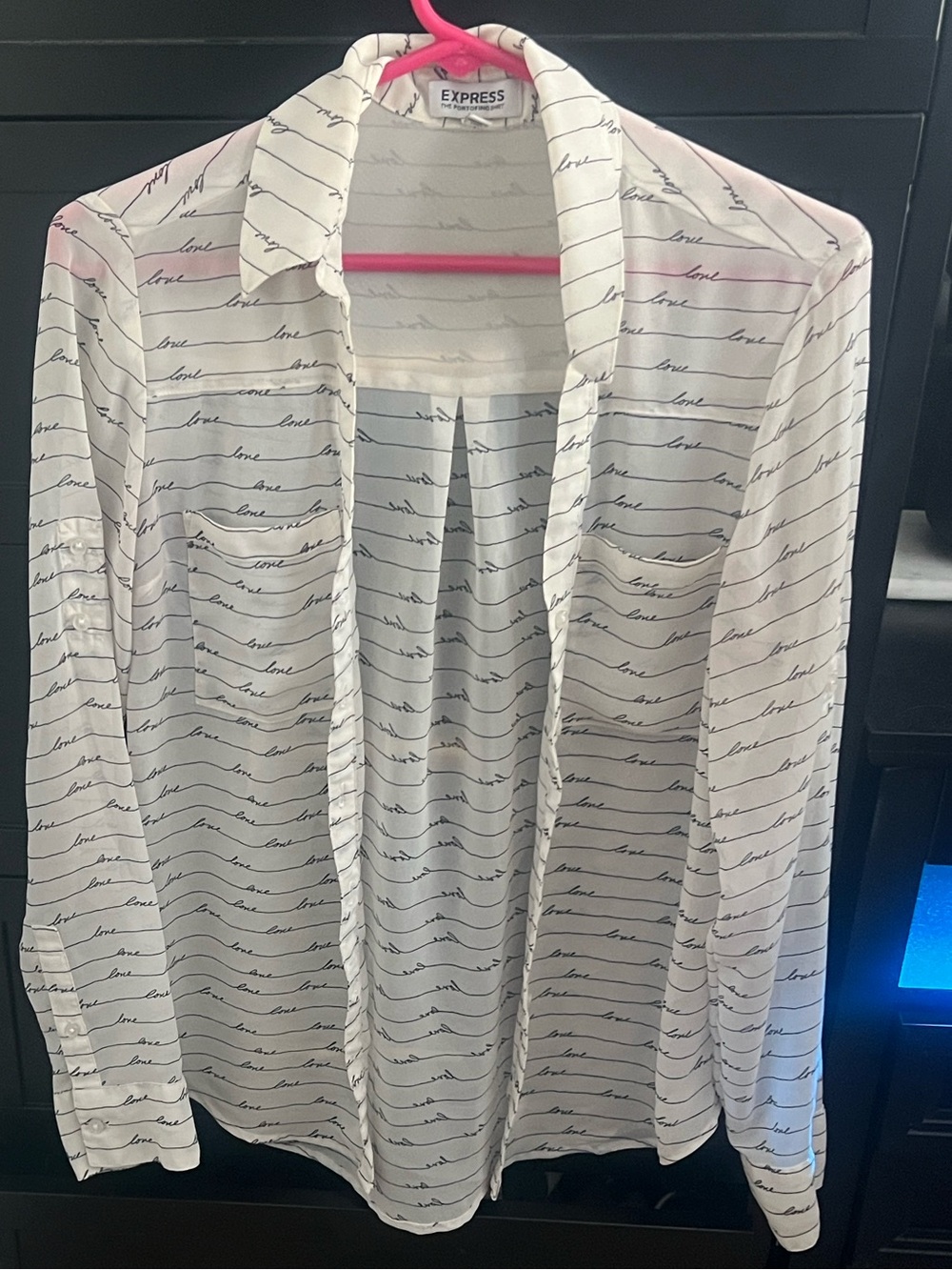 White Script-Print Long Sleeve Shirt - Unbranded